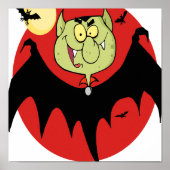 cute funny cartoon vampire bat character ポスター (正面)