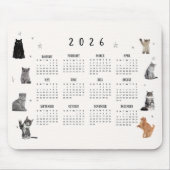 Cute Funny Cat 2026 Calendar マウスパッド (正面)