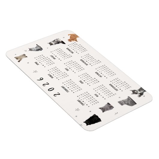 Cute Funny Cat 2026 Calendar マグネット (右側)