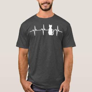 Cute Funny Cat Heartbeat Silhouette Design for Cat Tシャツ