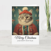 Cute Funny Cat in Costume Merry Christmas  カード (正面)