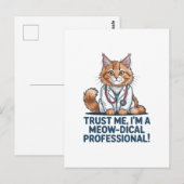 Cute Funny Cat Medical Pun Illustration ポストカード (正面/裏面)