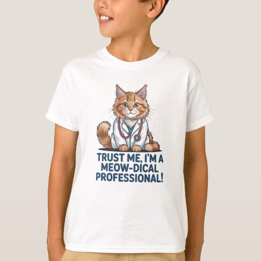 Cute Funny Cat Medical Pun Illustration Tシャツ (正面)