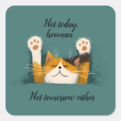 Cute Funny Cat Nap スクエアシール (正面)