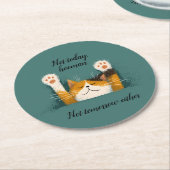 Cute Funny Cat Nap ラウンドペーパーコースター (アングル)