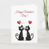 Cute Funny Cat Valentine Folded Greeting Card カード (正面)