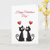 Cute Funny Cat Valentine Folded Greeting Card カード (黄色い花)