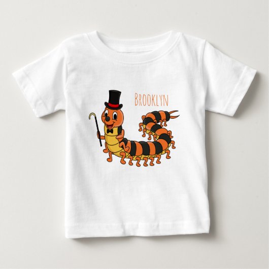 Cute funny centipede cartoon illustration ベビーTシャツ (正面)