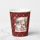Cute Funny Christmas Cups Santa Claus and Rudolph 紙コップ (裏面)