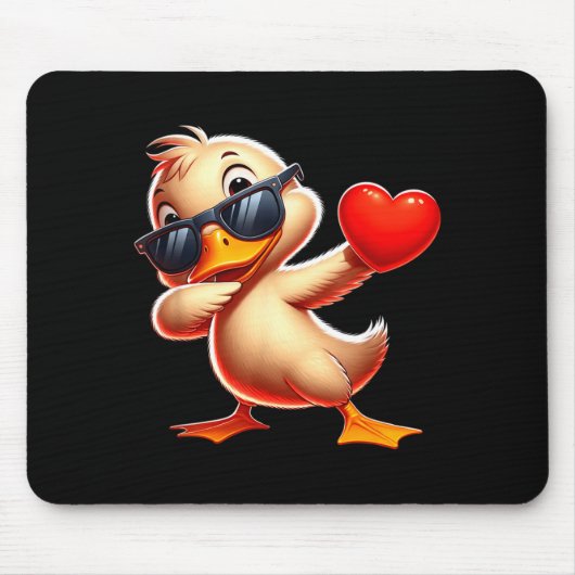 Cute Funny Cool Duck Dabbing Heart Valentines Day マウスパッド (正面)