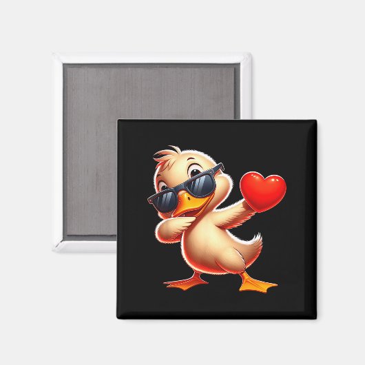 Cute Funny Cool Duck Dabbing Heart Valentines Day マグネット (正面/裏面)