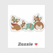  Cute Funny Corgi Dogs Christmas 2025 シール (シート)