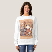 Cute Funny Cozy Barista Cat Sweatshirt スウェットシャツ (正面フル)