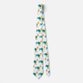 Cute funny crowing rooster cartoon illustration ネクタイ (正面)