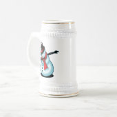 Cute & Funny Dabbing Snowman Xmas Winter Gift ビールジョッキ (正面左)