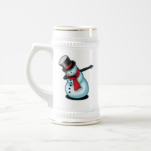 Cute & Funny Dabbing Snowman Xmas Winter Gift ビールジョッキ (左)