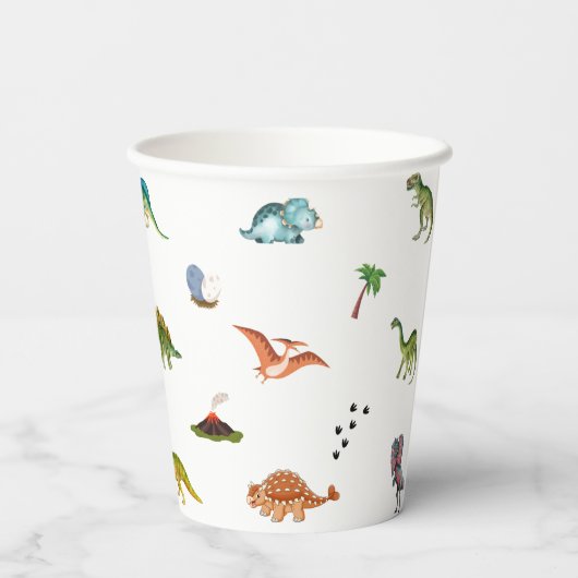 Cute Funny Dinosaur Birthday Party Paper Cups 紙コップ (裏面)