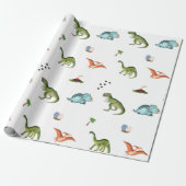Cute Funny Dinosaur Birthday Party Wrapping Paper ラッピングペーパー (アンロールド)