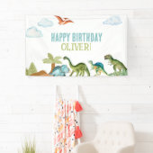 Cute Funny Dinosaur Happy Birthday Sign Banners 横断幕 (インサイチュ)