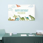 Cute Funny Dinosaur Happy Birthday Sign Banners 横断幕 (トレードショー)