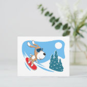 Cute Funny Dog Snowboard Winter Sport ポストカード (スタンド正面)