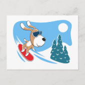Cute Funny Dog Snowboard Winter Sport ポストカード (正面)