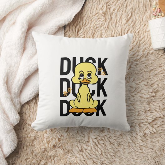 Cute Funny Duck Throw Pillow クッション (ブランケット)