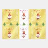 Cute Funny Elegant Rudolph Santa Christmas Trees ラッピングペーパーシート (正面3)