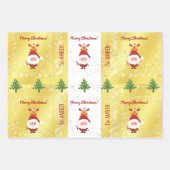 Cute Funny Elegant Rudolph Santa Personalized Xmas ラッピングペーパーシート (正面)