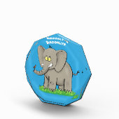 Cute funny elephant with bird on trunk cartoon フォトブロック (右)