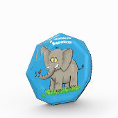 Cute funny elephant with bird on trunk cartoon フォトブロック (左)