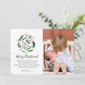 Cute Funny Family Christmas Photo Red Green シーズンカード (スタンド正面)