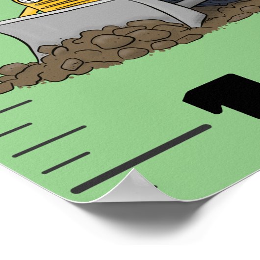 Cute funny farm animals cartoon growth chart ポスター (角)