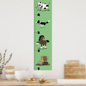 Cute funny farm animals cartoon growth chart ポスター (キッチン)