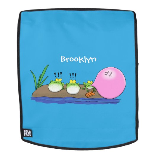 Cute funny frogs bubblegum cartoon illustration バックパック (取り外し可フェース)