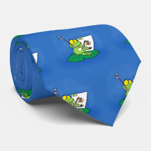 Cute funny green frog cartoon illustration ネクタイ