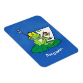 Cute funny green frog cartoon illustration マグネット (右側)