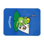 Cute funny green frog cartoon illustration マグネット (横)