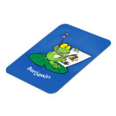 Cute funny green frog cartoon illustration マグネット (左側)