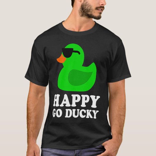 Cute Funny Green Rubber Duck Lover Sunglasses Luck Tシャツ (正面)