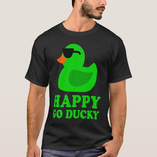 Cute Funny Green Rubber Duck Lover Sunglasses Luck Tシャツ (正面)