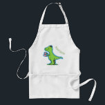 Cute funny green t rex dinosaur cartoon スタンダードエプロン<br><div class="desc">Our funny green t rex cartoon dinosaur is a "tea rex".</div>