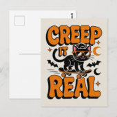 Cute Funny Halloween Black Cat Creep It Real ポストカード (正面/裏面)