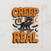 Cute Funny Halloween Black Cat Creep It Real ポストカード (正面)