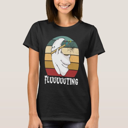 Cute & Funny Halloween Ghost Flute & Fluting  2 Tシャツ (正面)