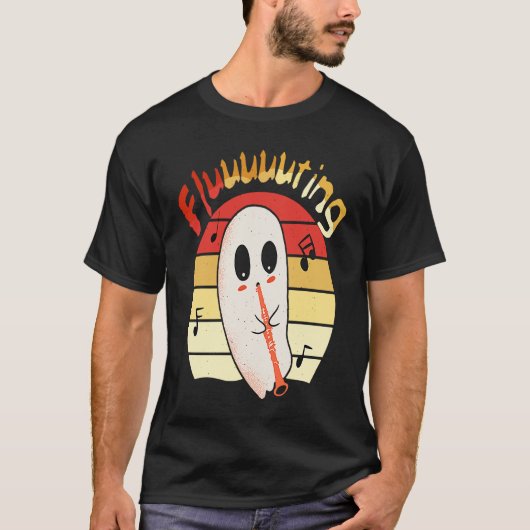 Cute & Funny Halloween Ghost Flute & Fluting  4 Tシャツ (正面)
