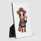 Cute Funny Halloween Highland Cow フォトプラーク (側面)
