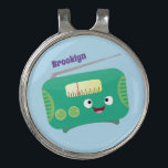 Cute funny happy retro radio cartoon ゴルフハットクリップ<br><div class="desc">A funny retro radio in cute cartoon style for fun.</div>