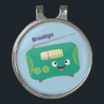 Cute funny happy retro radio cartoon ゴルフハットクリップ<br><div class="desc">A funny retro radio in cute cartoon style for fun.</div>