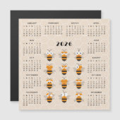 Cute Funny Honey Bee Honeycomb Calendar 2026 (正面/裏面)